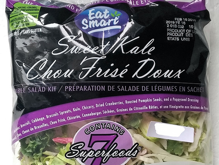 CFIA Eat Smart Brand Sweet Kale Vegetable Salad Bag Kit Recalled Perishable News